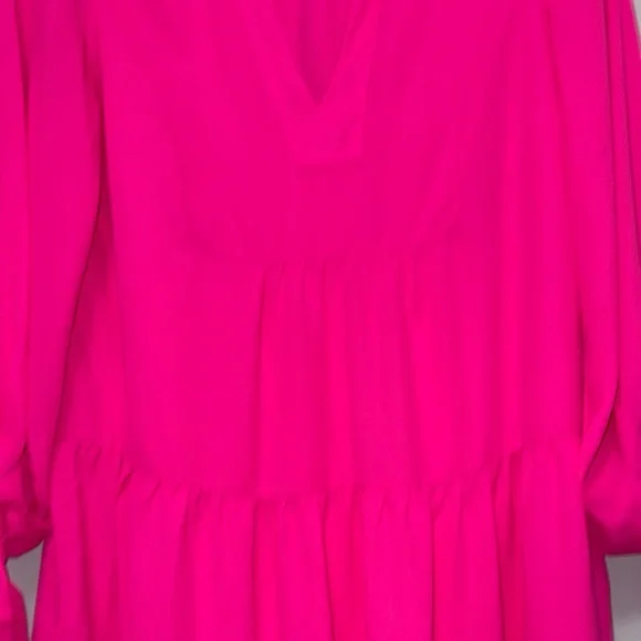 CeCe Hot Pink Long balloon Sleeve Dress - Picture 6 of 10